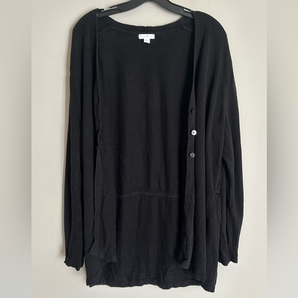 J. Jill Linen Rayon Knit Washed Black 3 Button Cardigan Relaxed Minimalist Sz XL - Picture 9 of 16